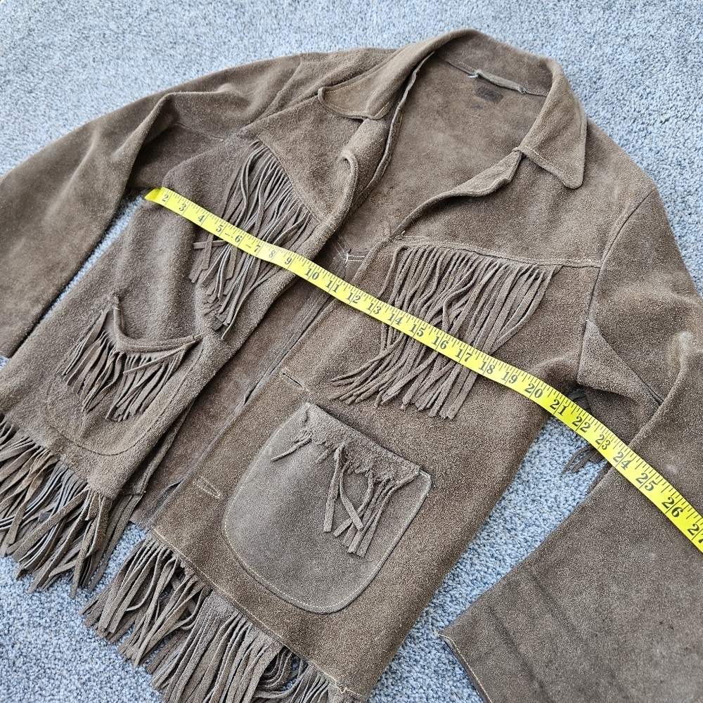 Vintage 1950s 1960s Suede Leather Fringe Western Jacket Brown Cowgirl Size M L - Picture 7 of 17